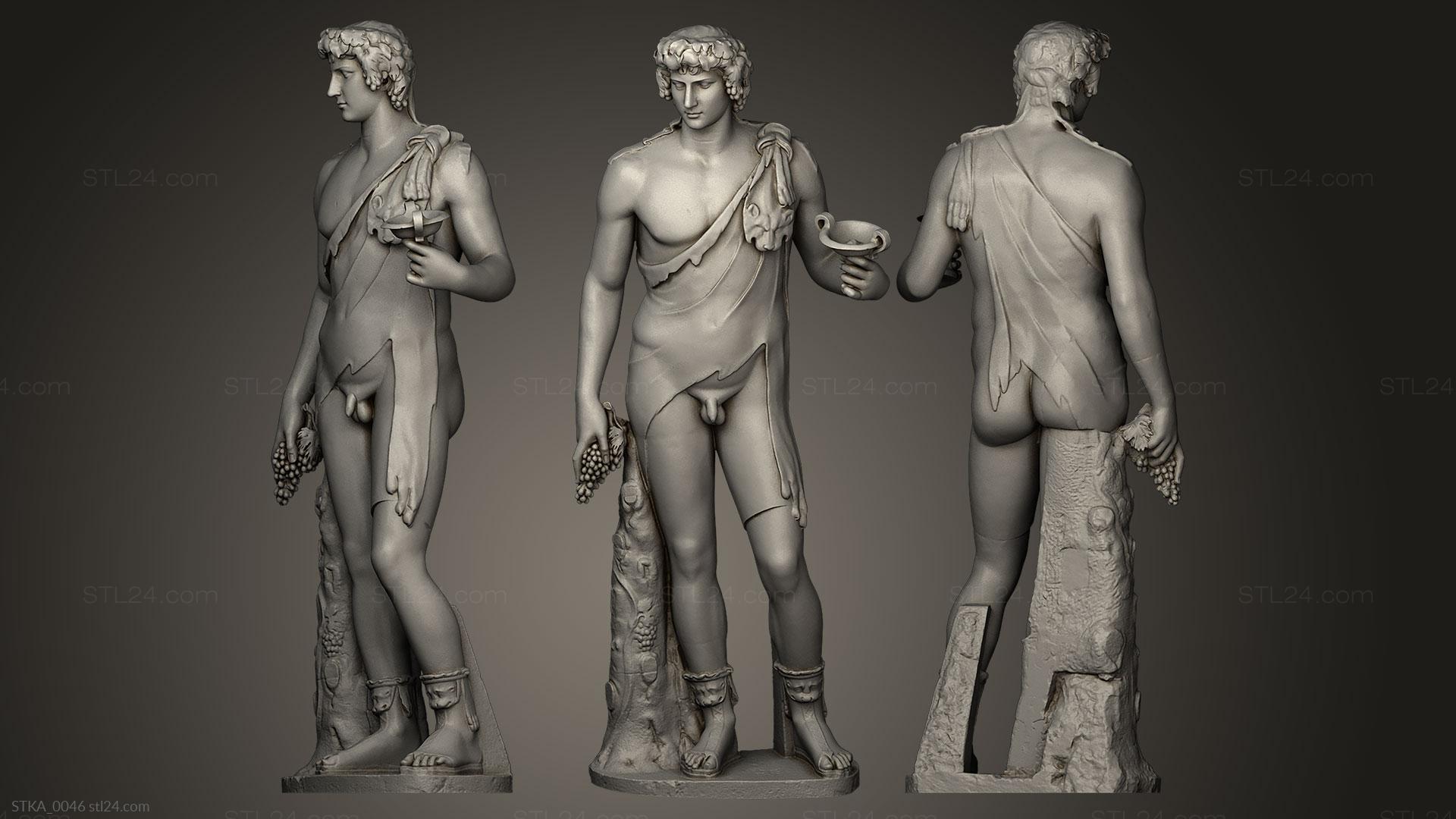 Статуи античные и исторические (Антиной Дионис, STKA_0046) 3D модель для ЧПУ станка